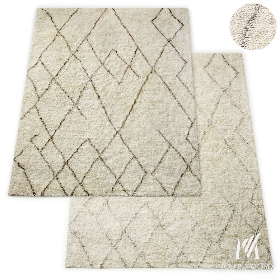 Lumina Sketched Hand-Knotted Wool Shag Rug RH Collection